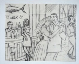 Loustal - Bar et danse - dessin inédit - Illustration originale