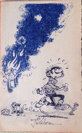 Jidéhem - Dessin original de Gaston Lagaffe par Jidéhem - Illustration originale