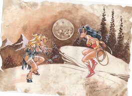 Crisse - Battle of the Amazons -  Atalante vs Wonder Woman - Illustration originale