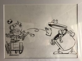 Petit Spirou - dessin publicitaire autocollant