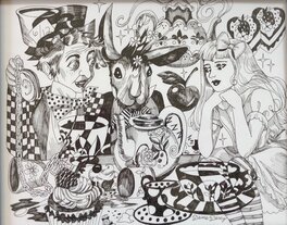 Dame Darcy - Dame Darcy - Alice in wonderland - tea party - Original Illustration