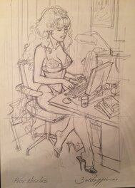 Roberto Baldazzini - La secretaire - Illustration originale