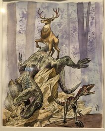 Hardoc - Le T-rex terrassé par le Cerf - Original Illustration