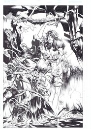 Rafael Vargas - Pinup Batman and Poison ivy - Illustration originale