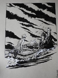 Christophe Chabouté - Hommage à Hergé l'île noire - Illustration originale