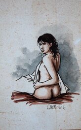 Gilles Pascal - Femme assise - Original Illustration