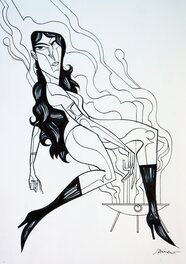 Vampirella - Olivares - Dessin préparatoire / encre de chine Vampirella - Olivares - Dessin préparatoire / encre de chine
