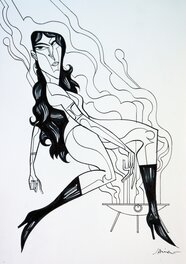 Vampirella - Olivares - Dessin préparatoire / encre de chine