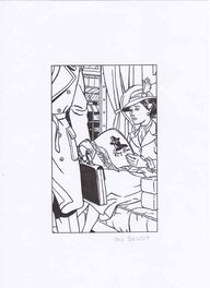 Ted Benoit - Etude encre de chine pour une sérigraphie hommage à la Marque Jaune 1995 - Original Illustration