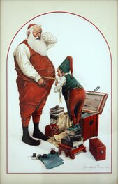 Jean-Baptiste Monge - Père Noël et lutin couturier - Original Illustration