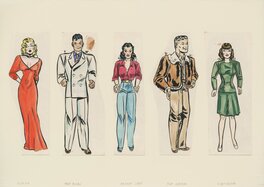 Milton Caniff - 1945? - Terry and the pirates - Burma, Pat Ryan, Dragon Lady, Flip Corkin, Normandia (Illustation / Dress-up �gures in color - Illustration originale