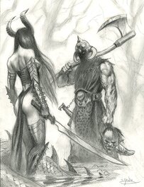 Sébastien Grenier - Death Dealer Meets the Demon - Illustration originale