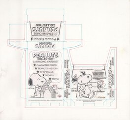 Charles M. Schulz - Original design for a Peanuts trading cards box. - Original art