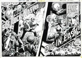 Joe Kubert - Our Army at War # 222 double page 2 et 3 . Sergent Rock . - Planche originale