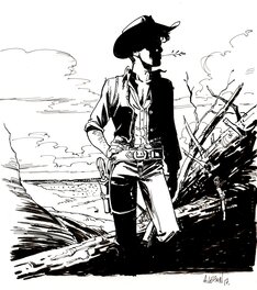 Augustin Lebon - Hommage Lucky Luke. - Illustration originale