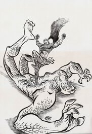 David Rubín - David RUBÍN - Heracles fighting with Monster (El Heroe) - Original Illustration