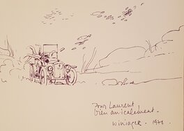 Pierre Wininger - Voiture sous marine. Dessin original de Pierre Wininger - Illustration originale