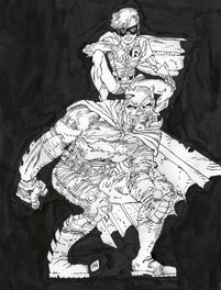 Frank Miller - Frank Miller DKR Batman and Robin Ink Drawing - Original Illustration