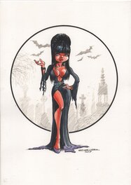 Ed van der Linden - Monstober Day 18: Elvira Mistress of th Dark - Original Illustration