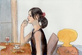 Original Illustration - La chaise jaune - Daikanyama - Tokyo