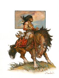 Régis Moulun - Conan à cheval - Illustration originale