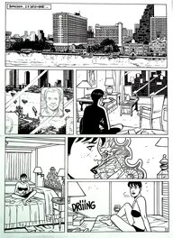 La planche « originelle » terminée en septembre 2012, que les lecteurs de Narco Tango avaient déjà pu admirer, en tant que bonus, à la fin du tome 17 [www.andretaymans.com – septembre 2012]