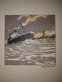 Patrick Jusseaume - Le Bateau de Yann Calec "Belle Hélène" de la série TRAMP - Illustration originale