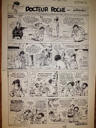 Marc Wasterlain - Le Docteur Poche, Koullélé, planche du deuxième gag sur ce thème, 1981. - Comic Strip