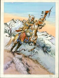 Michel Blanc-Dumont - Indien Crow - Poster édition limitée - Bleu Cobalt - Illustration originale