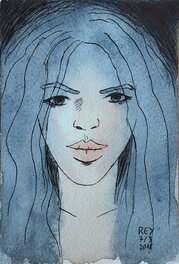 Stéphane Rey - Blue Girl - Original Illustration
