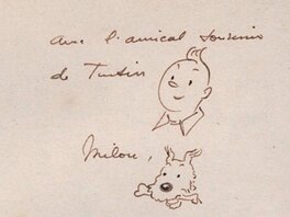 Dessin Hergé dédicace dans Sceptre Ottokar B4 de 1950