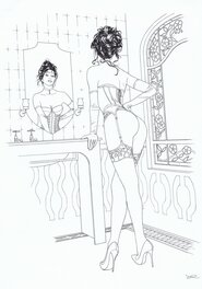 Lounis Chabane - Lola devant son mirroir - Original Illustration