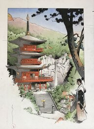 Michetz - Temple Kumanonachi-Taisha et cascade Nachi - Michetz - Kogaratsu - Illustration originale