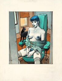 Enki Bilal - 1987 - La Femme Piège, déshabillée pour Playboy * - Illustration originale