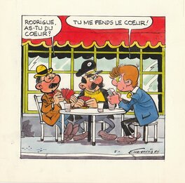 Francis - Marc Lebut - La partie de cartes - Original Illustration