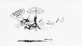 Pierre Seron - Le chat, un petit air de Franquin - Illustration originale
