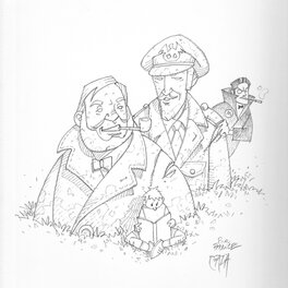 Caza - Homme à Blake et Mortimer et Olrik - Illustration originale