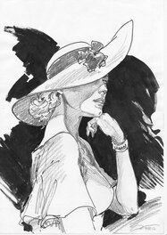 Kas - Femme au chapeau - Illustration originale