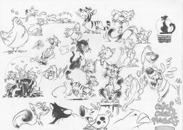 Nicolas Kéramidas - Des chats, encore des chats mais pas que... à l'époque de son passage chez Disney - Illustration originale