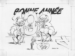 Pierre Seron - Carte de voeux personnelle - Les Centaures et Renaud - Original Illustration