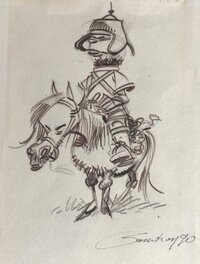 Jacques Sandron - Cavalier Hun - Illustration originale