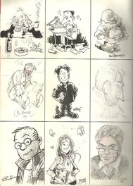 Caricature des dessinateurs qui mon offert leurs dessins sur Gaston