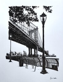 Christophe Chabouté - Brooklyn bridge - Original Illustration