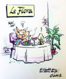 Dessin original d'Olivier Saive "Chaminou au Flora"
