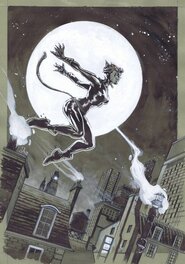 Alberto J. Albuquerque - Catwoman par Albuquerque en N&B - Illustration originale