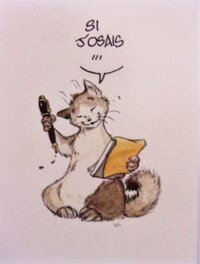 Claire Wendling - Chat pour un timbre 1 - Illustration originale