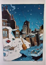 Bruno Marchand - Les chats de Noel - Original Illustration