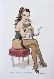 Enrico Marini - La femme au chat - Illustration originale