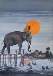Jean-François Charles - Affiche exposition 2008 India Dreams - Original Illustration