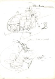 Croquis d'hélicoptère pour Spirou